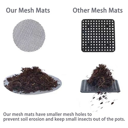 Sylken 200 Pack Flower Pot Hole Mesh Pad, 4" Square Drainage Hole Mesh Pad - Ultimate Gardening Solution Preventing Soil Loss, Anti-Slip, Bonsai Bottom Grid Mat Gifts for Women Gardeners! - size: 4"