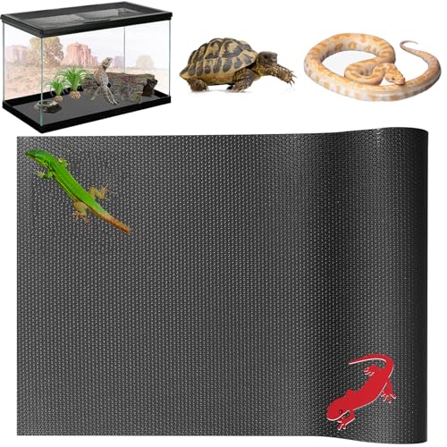 KABASI Reptile Substrate Liner Terrarium Carpet, Bearded Dragon Tank Accessories, Non-Adhesive Reptile Carpet Reptile Flooring Mat Bedding for Leopard Gecko, Snake, Lizard, Tortoise, 17.7x78.7 inch - color: Black, size: 17.7x78.7 inch