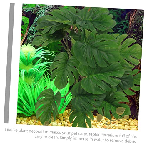 Abaodam Artificial Hanging Plant for Reptiles Suction Cups Terrarium Decor for Reptile Habitats Leafy Climbing Plant for Snakes Lizards and Amphibians