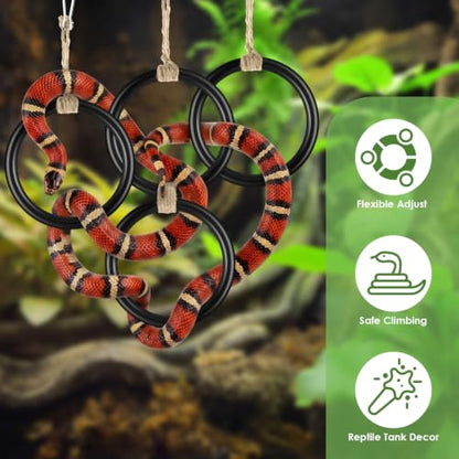 DBNESS 2PCS Snake Climbing Rings, Ball Python Enrichment Hoop Chain Toys, Adjustable Playground Reptiletank Cage Decor Accessories for Corn Snakes, Garter Snakes, Iguana, Lizards, Chameleons, Parrot