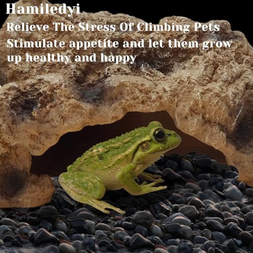 Hamiledyi Reptile Rock Hide Cave Reptile Hide Leopard Gecko Hide Bearded Dragon Hideout Terrarium Habitat Decor Reptile Hideout for Snake Lizard Gecko Turtle Hermit Crab Frog (M) - style: M : 8.46''×5.91''×4.72''