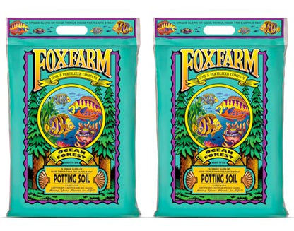 FoxFarm Ocean Forest Potting Soil for Container Gardens - Light, Aerated Texture with Fish Meal, Crab Meal, Earthworm Castings - Houseplant Potting Mix for Seedlings & Plant Starts - 2 x 12 Quart - size: 12 quart (2 Pack)