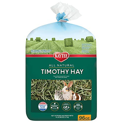 Kaytee Timothy Hay, High Fiber, Grown Specifically for Small Animals, Rabbits, Guinea Pigs, Chinchillas, Ideal Bulk Order for Small Pets, 6 Pounds - size: 6 Pound (Pack of 1)