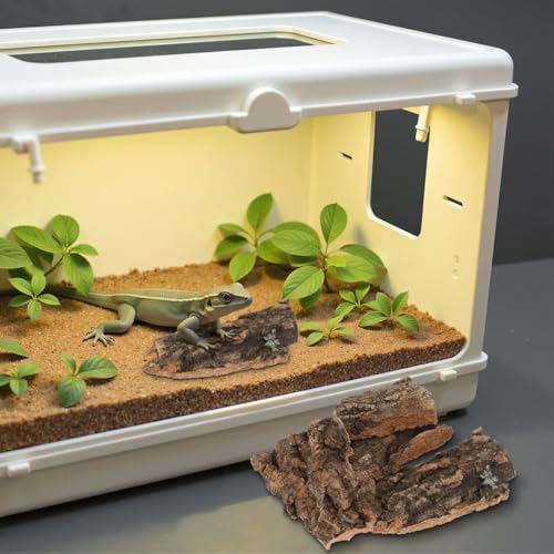 Abaodam 10Pcs Natural Cork Bark Reptile Tree Bark Decor for Terrarium with Turtle Basking Platform and Lizard Climbing Habitat Accessories 3.93X3.54X0.19In