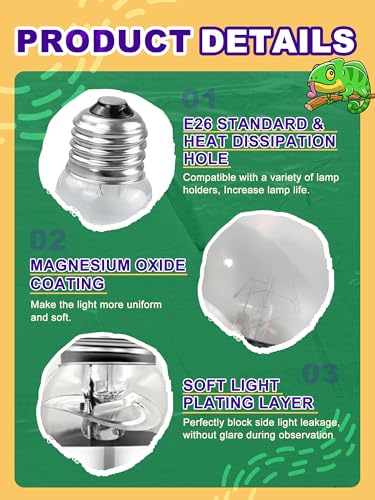 Heat Lamp Bulbs, 80 Watts UVA UVB Reptile Heat Bulb, 1 Pack | Full Spectrum, Basking Spot Light, Simulate Natural Sun Light, For Reptile and Amphibian, Silver - color: 1 Qty, size: 80 Watts