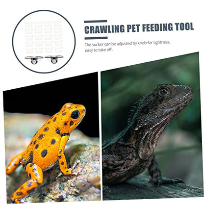 VANZACK 2-Piece Gecko Feeding Ledge Set Sucker Design Reptile Water Dish Feeding Bowl for Tank Accessories Suitable for Chameleons and Other Reptiles Random Color