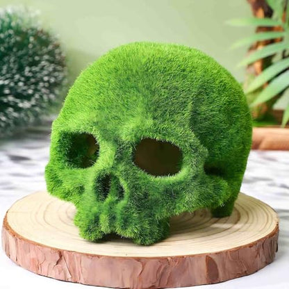 Realistic Mossy Skull Terrarium Ornament - 4.5" Reptile Habitat Decor for Gecko, Spider, Lizard Enclosure