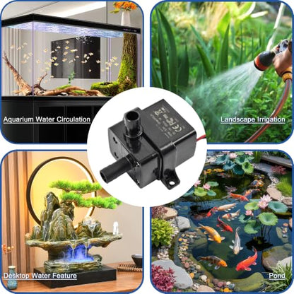 CONQUERALL Mini Submersible Pump with 3.3ft Tubing DC 12V 63GPH 9.8ft 5W Submersible Pump for Tabletop Fountains - color: 12v 5w 240l/H 3m Head Dual Wire