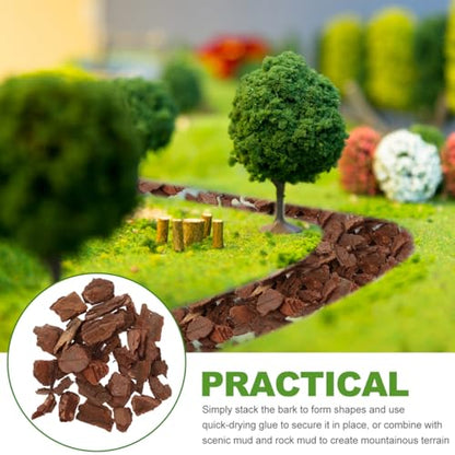 Tree Bark Base Material for DIY Model Scenes Lightweight Natural Miniature Nature Decor 1.96X1.18X0.19In Essential Architecture Model Supplies for Terrariums and Train Sets