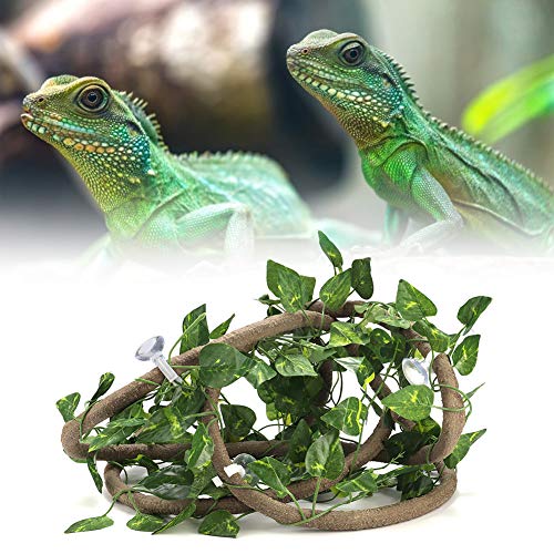 Wnvivi 9.8Ft Reptile Climbing Branch,Artificial Rattan Plants Reptile Box Decor,Simulated Vines with Leaves for Pet Habitat Decor(A1)