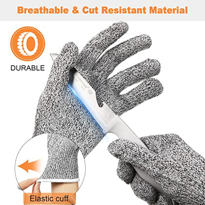 Chuarry 10 Pairs Cut Resistant Gloves Cutting Proof Gloves Level 5 Protection Kitchen Cuts Glove for Shucking Fish - size: Large