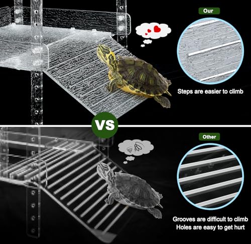 Hanging Turtle Basking Platform for Aquatic 20 55 Gallon, 40 Gallon Long Tank, Aquatic Reptile Ramp Dock, Terrace, Tank Accessories - size: Large