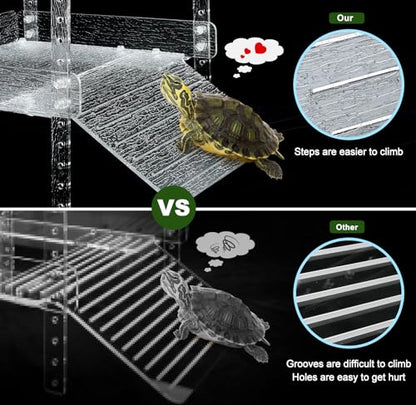 Hanging Turtle Basking Platform for Aquatic 40 Breeder 75 Gallon, Aquatic Reptile Ramp Dock, Terrace, Tank Accessories - size: Extra Large