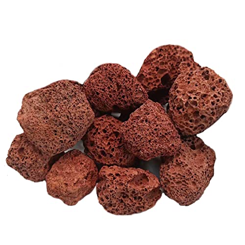 Tfwadmx 10 Pack Aquarium Red Lava Rock Fish Tank Volcanic Pumice Stones for Shrimp Betta(1.18''-1.96'') - color: Red, size: M:1''-2''