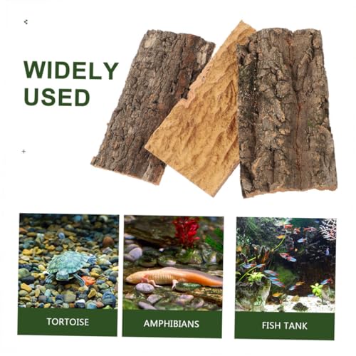 Happyyami 4pcs Fish Tank Landscaping Gecko Tank Backdrop Cork Bark Background Reptile Habitat Decoration Reptile Wooden Cork Tile Aquarium Decor Reptile Tank Natural Cork Bark Crawl 3D