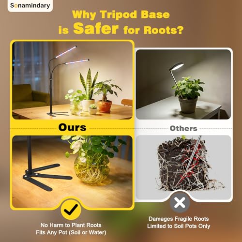 Grow Lights for Indoor Plants, Full Spectrum LED Plant Light with 9.8-35 in Tripod Stand, 120 LEDs 5700K, 4/8/12H Auto Timer, 5 Brightness Levels - size: Stand-2Head