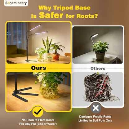 Grow Lights for Indoor Plants, Full Spectrum LED Plant Light with 9.8-35 in Tripod Stand, 120 LEDs 5700K, 4/8/12H Auto Timer, 5 Brightness Levels - size: Stand-2Head
