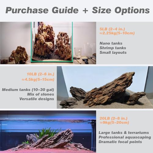 Unocho Aquarium Stone Rocks Dragon Stone 10lb Aquarium Décor Rocks Aquascaping Stone Fish Rocks for Aquariums Landscaping Model Tank Decoration Paludarium Amphibian Enclosures(2-6 inches) - size: 10LB(2-6 inches)