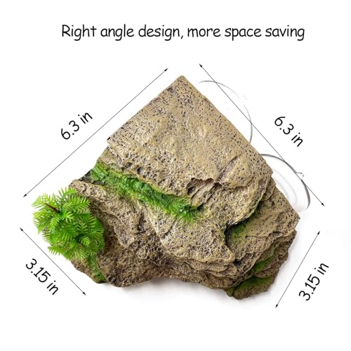 kathson Turtle Basking Platform with Suction Cups Tortoise Climbing Step Ledge Aquarium Ornament Rock Turtle Floating Dock Resting Basking Terrace for Amphibians Reptile (Yellow)