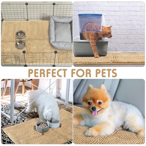 Amylove 4 Pcs Guinea Pig Cage Liner 16 x 24 Inch Washable Chenille Pee Pads Pet Dog Cat Bedding Training Mat Reusable for Small Animals Puppy Bunny Hamster Chinchilla - color: Beige, size: 16 x 24 Inch, style: Low Pile Chenille