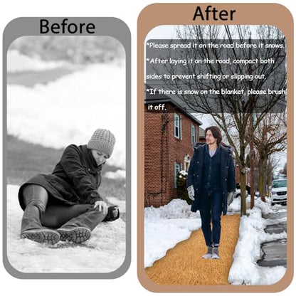 1 Roll No-Slip Ice and Snow Carpet Mats,16x80 Inch Coconut Coir Liner Roll Natural Coconut Fiber Anti-Slip Coco Coir Carpet Mat for Garden,Front Door,Stairs,Porch Outdoor Safer Walking - size: 1'4" x 6'8" (Rectangular)