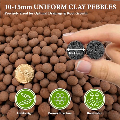 12qt LECA Clay Pebbles for Plants, 10-20mm LECA Balls for Hydroponics, Natural Clay Balls for Plants Drainage, Expanded Pebbles for Orchids, Soil Amendment, Orchid Potting Mix - size: 12 qt