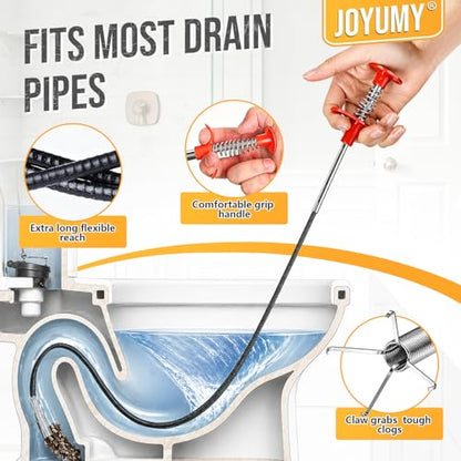 10PCS Drain Snake Kit, 63" Heavy Duty Plumbing Auger, 60" Sink Snake Brush, 20" Clog Remover, 18" Cleaning Brush with Gloves, Pipe Cleaner for Kitchen Sink, Bathtub, Toilet, Sewer Drainage - style: 10SET Light Duty