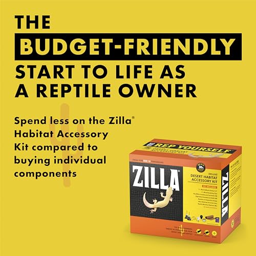 Zilla Desert Habitat Accessory Kit, Starter Kit for Reptiles, Easy Start for Desert-Dwelling Reptiles, Includes Lighting, Bedding and Food, Ideal for Size 10G Terrariums - size: Desert Accessory Kit, style: Desert Habitat