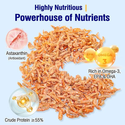 Antarctic Krill Oil Omega-3 Freeze Dried Treats for Cats, Dogs, Turtles & Fish – Premium Aquatic Turtle Food, Healthy Freeze Dried Cat Snacks, Natural Fish Food, 1.7oz