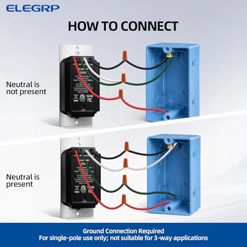 ELEGRP Humidity Sensor Switch for Exhaust Fan, Bathroom Moisture Control, Automate Ventilation, Air Circulation, Ground Wire Required, Single Pole, White, 1 Pack - style: Fan Control Only