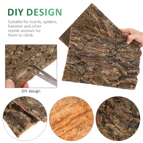 SEWACC 2pcs Cork Terrarium Background 11.8x7.9in Natural Cork Bark Climbing Mat Reptile Tank Background Board Habitat Decoration for Gecko Lizard Tortoise Turtle Chameleon Beared Dragon