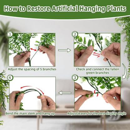 RAINFLOW 2PCS Reptile Plants for Terrarium - Fake Hanging Terrarium Plants, Artificial Boston Fern for Bearded Dragon Snake Geckos Hermit Crab Lizard Chameleon Turtle Reptile Decor(L30 xW5.1) - size: 30"x5.1"