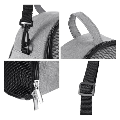 ITODA Hamster Carrier Guinea Pig Bag Breathable Outdoor Travel Bag Portable Squirrel Snake Pouch for Chinchilla Hamster Bird Bunny Hedgehog Sugar Glider Gerbil - color: Grey