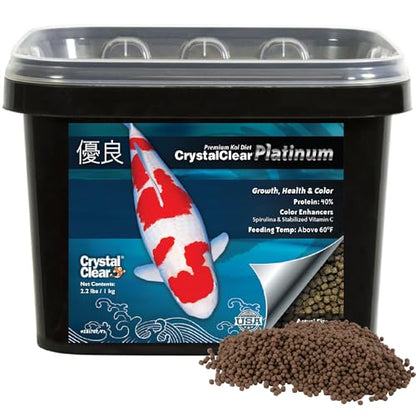 CrystalClear Platinum Fish Food Floating 3mm Pellets, 2.2 lbs | For Koi & Goldfish, premium nutrition to boost growth, color, and wellness in backyard ponds & water gardens - size: 2.2 Pound (Pack of 1)