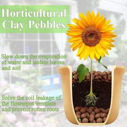 FANTIAN Clay Pebbles for Plants, 2 lbs, 8-12 mm | Leca Clay Balls, Indoor Plants, Orchid Potting Mixes, Hydroponic Growing, Aquatic Plant Soil Drainage - color: Clay Pebbles