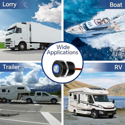 12 Volt Light Dimmer RV Boat High-Side PWM Dimming Switch, 7/8" Mounting Hole w/Blue Backlight for LED Strip Light 12V LED Halogen Incandescent, All-Aluminum Shell, Rated 6A (Black) - color: Black