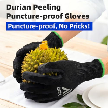 Level 5 A9/F Cut Resistant Gloves HPPE + Steel Wire Palm-Coated Textured Latex Anti-Stab/Puncture for Durian Opening - size: X-Large