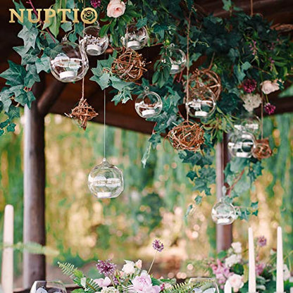 12 Pcs 3.15"/ 8cm Hanging Glass Tealight Holder Globe Plant Terrariums Glass Orbs Air Plants Tea Light Candle Holders Home Decor Indoor Outdoor Garden DIY Gifts (9 Pcs + 3 Pcs) - size: 3.15 inches