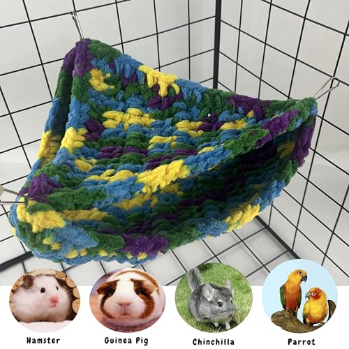 Reptile Hammock, Soft Double-Layered Bearded Dragon Hammock Swing Hanging Bed with Strong Suction Cups & Metal Hooks, Large Chameleon Lounger, Rat Bird Cage Hanging Bed,Gecko Tank Accessories