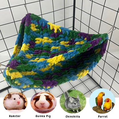 Reptile Hammock, Soft Double-Layered Bearded Dragon Hammock Swing Hanging Bed with Strong Suction Cups & Metal Hooks, Large Chameleon Lounger, Rat Bird Cage Hanging Bed,Gecko Tank Accessories