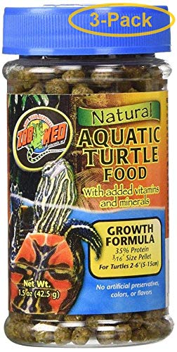 Zoo Med Natural Aquatic Turtle Food - Growth Formula Pellets 1.85 oz - Pack of 3