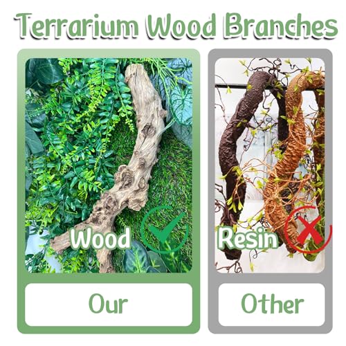 Reptile Climbing Branch with Cork Branch for Reptiles Climbing Branches 2 Pack Natural Tree Frog Cork Wood Stick Crested Geckos Habitat Decor