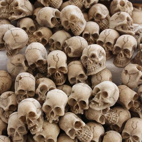 Acekey Mini Halloween Skulls - 40PCS Resin Skeleton Heads for Halloween Decoration, Crafts, Miniature, Vase Fillers, Gothic Home Decor and Spooky Diorama Projects