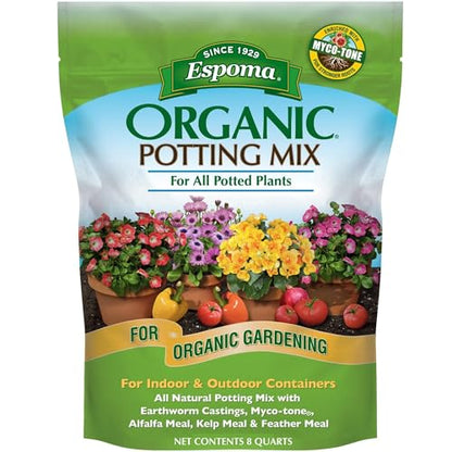 Espoma Organic Potting Soil Mix - All Natural Potting Mix For All Indoor & Outdoor Containers Including Herbs & Vegetables. For Organic Gardening, 8qt. bag. (Pack of 3) - style: Peat Moss,Potting Mix (Pack of 3)