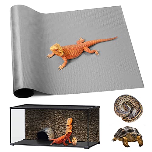 Bearded Dragon Turtle Reptile Carpet Bedding Non-Adhesive Mat Terrarium Substrate Liner Tank Accessories Leopard Gecko Snake Lizard Tortoise Iguana (Grey,18X39'') - color: Grey, size: 18X39''