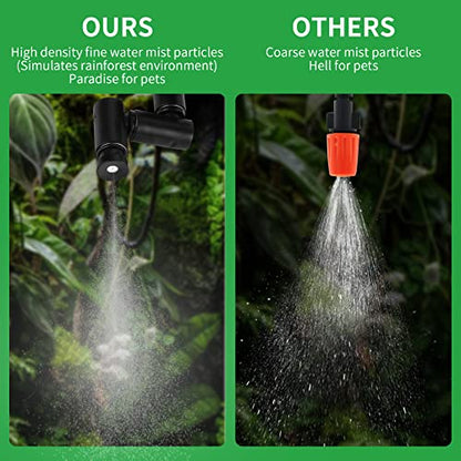 Reptile Misting System with Timer | Reptile Mister with 360°Adjustable Misting Nozzles for Terrariums Amphibian Lizard Snake Frog Plants