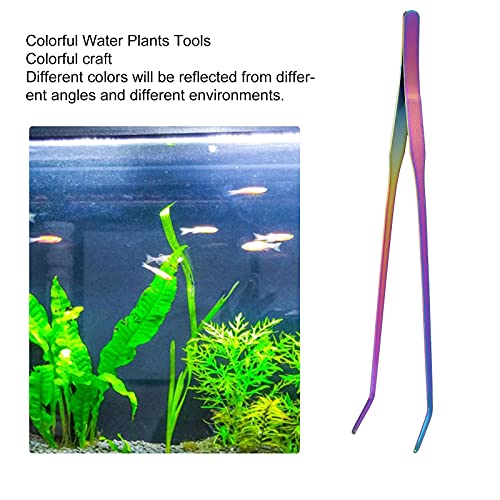 Aquarium Tweezers,27cm Long Multipurpose Tongs Stainless Steel Fish Long Tweezers Planted Tongs Feeding Tools for Kitchen Reptiles (27cm bent clip) - size: 27cm bent clip