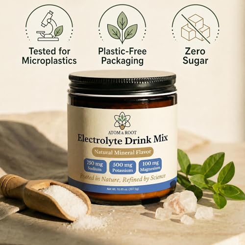 Raw & Unflavored Electrolytes Powder - Natural Fasting Salts | Microplastics Tested | No Flavor, Sugar, Stevia, or Citric Acid | Clean Keto & Carnivore | Glass Jar & Wood Scoop | No Plastic Packaging