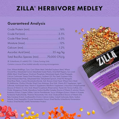 Zilla Pet Reptile Herbivore Food Medley Diet, 4 oz (Pack of 2) - size: 4 Ounce (Pack of 2)