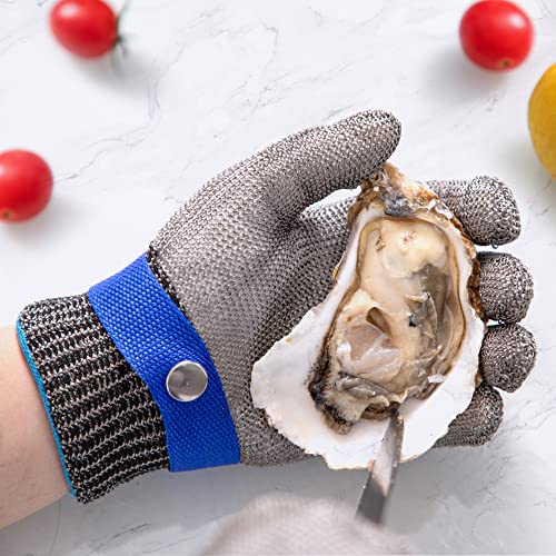 ARCLIBER Level 9 Cut Resistant Gloves Stainless Steel Wire Metal Mesh Butcher Gloves for Meat Cutting Oyster Shucking Chopping and Peeling - size: X-Large 2PCS